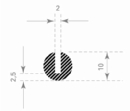 Mosrubber u-profiel 2mm