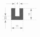 Mosrubber u-profiel 4mm