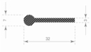 Mosrubber profiel 32x7mm