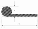 Mosrubber profiel 55x16mm