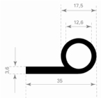 Volrubber profiel 35x18mm