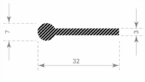 Mosrubber profiel 32x7mm