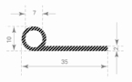 Mosrubber profiel 35x10mm