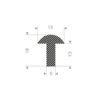 Mosrubber T profiel 15x18 mm